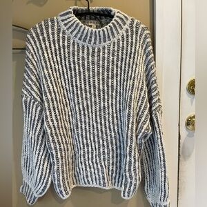 POL Gray and White Striped Sweater